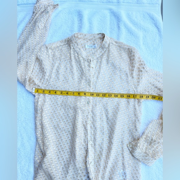 Equipment Gold Metallic Polka-dot Button-down Shirt - Picture 10 of 11